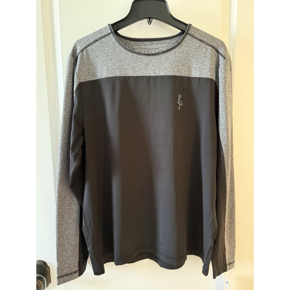 Tailorbyrd Sport Mens M Black Gray Crew Neck Long Sleeve Lt Sweatshirt Pullover - Picture 1 of 5